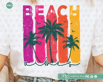 Beach Vibes Png, Summer beach Png, Summer time Png, Distressed Png, Summer shirt Png, Beach bum Png, Retro summer Png