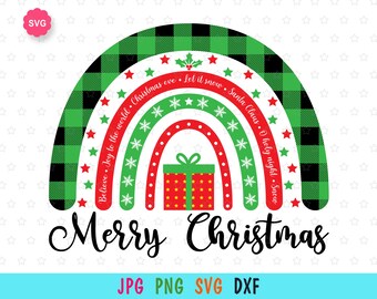 Rainbow Merry Christmas Svg for cricut, Holiday rainbow print for t-shirt, Christmas night Svg, Rainbow gift Svg