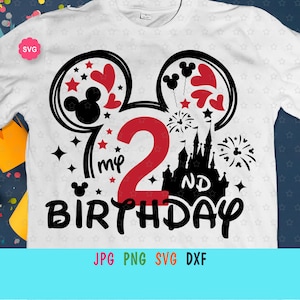 Ratón Mi 2o cumpleaños Svg para cricut, Cumpleañero Svg, Orejas de ratón Svg, Mi segundo cumpleaños Svg, Cumpleaños bebé Svg