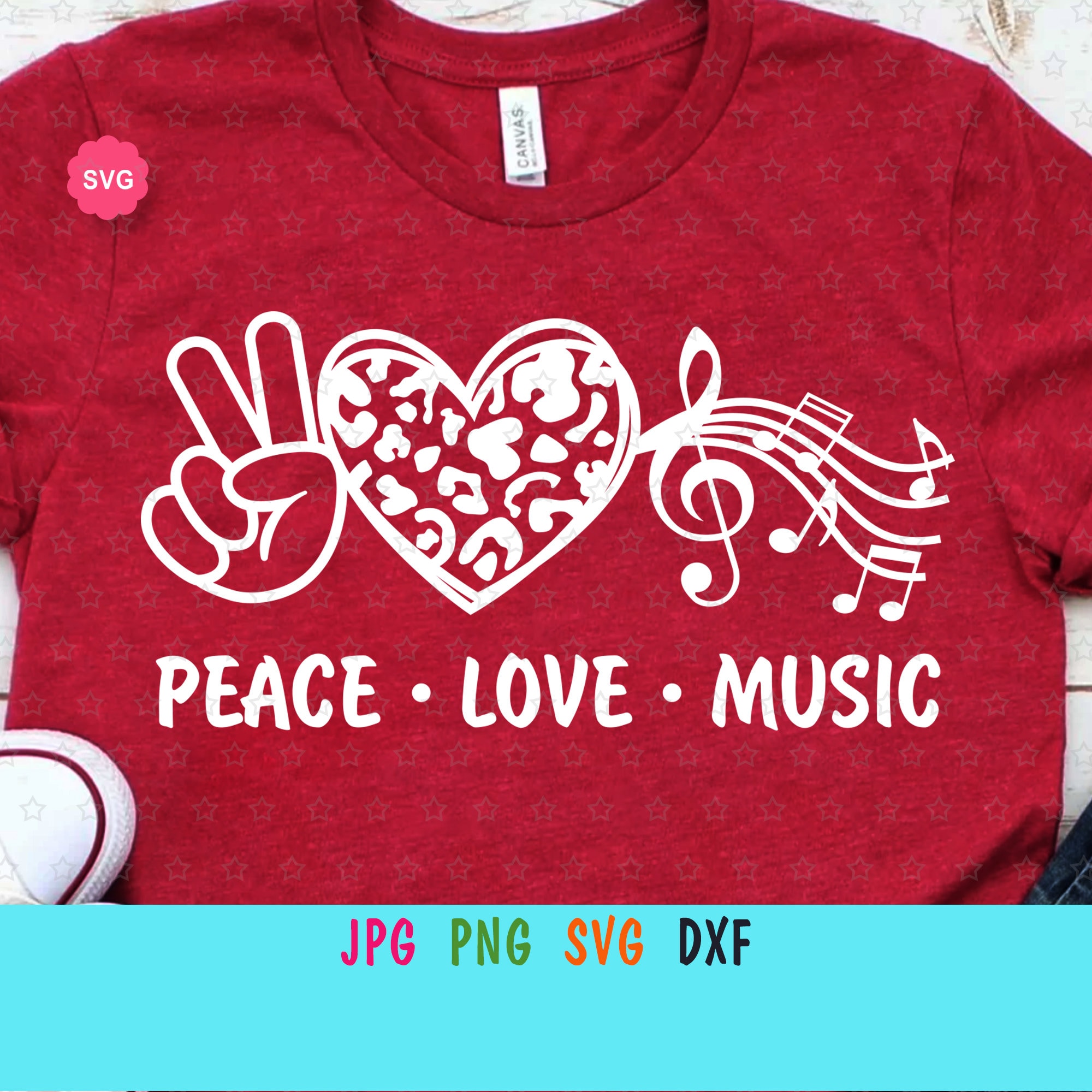 Peace Love Music Svg for Cricut Music Teacher Print for Etsy