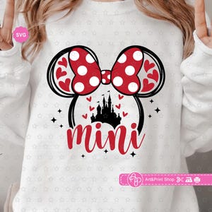 Mini Svg de ratón para cricut, Mini camiseta Svg, Cumpleaños de niña Svg, Trp al castillo Svg, Orejas de ratón Svg, Mini camiseta Svg