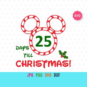 Disney advent calendar print for Xmas Christmas Mickey Countdown SVG for cricut Mickey buffalo plaid calendar for toddlers