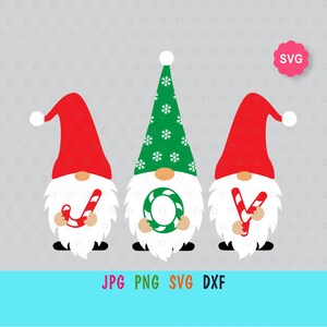 Gnomos de vacaciones SVG para cricut, Christmas Gnomes JOY impresión para la camiseta, monograma caramelo para la navidad