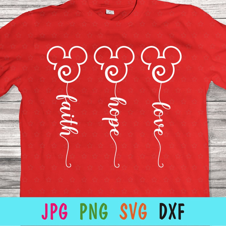 Download Clip Art Art Collectibles Mickey Monogram Silhouette Disney Svg Mickey Faith Hope Love Svg For Cricut Religious Silhouette Print For T Shirt