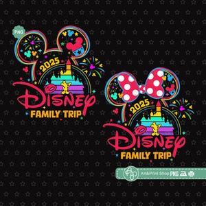 Maus Familie Reise 2025 Bundle Png, Maus Ohren Png, Geburtstagskind Png, Familienurlaub Png, Maus Schloss Png, Geburtstagskind Png