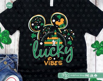 Maus Lucky Vibes Png, St Patrick's Day Png, Lucky Shirt Png, Shamrock Png, Lucky Day Png, Maus St Patrick's Sublimation