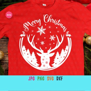 Rentier Merry Christmas Schild Svg für Cricut, Weihnachtsdeko für Holzschild, Schneeflocken Svg, Rentier Svg, Weihnachtsnacht Svg