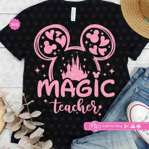 Mouse Magic Teacher Svg para cricut, Vida del maestro Svg, Hola escuela Svg, Mejor maestro de todos los tiempos Svg, Maestro Svg