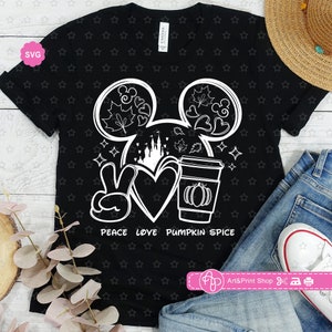 Paz Amor Calabaza Especia Svg para cricut, Hola calabaza Svg, Otoño Svg, Orejas de ratón Svg, Hola Otoño Svg, Calabaza Especia Svg