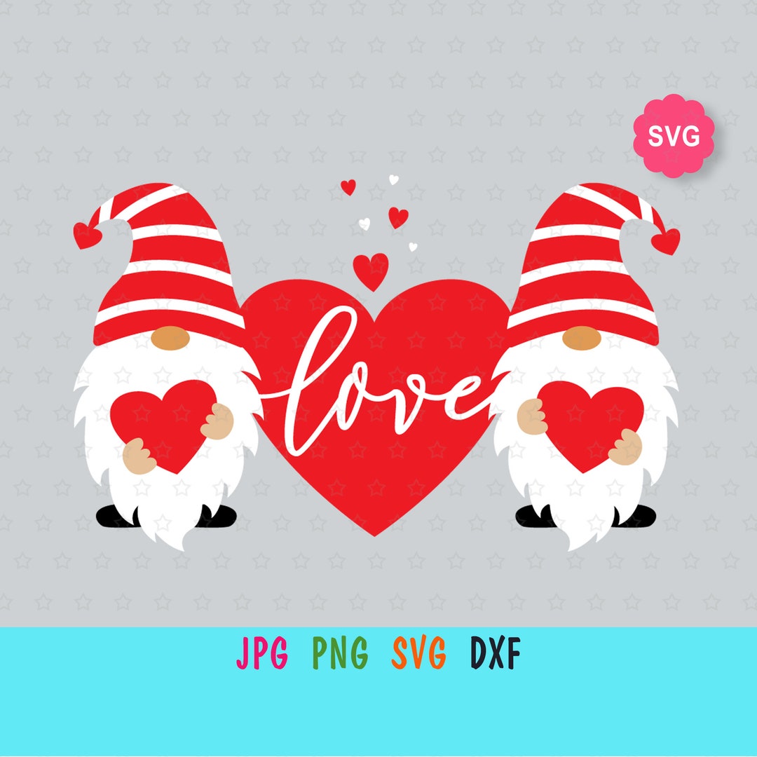 Valentines Gnomes SVG for Cricut, Gnomes With Heart Prints for Shirt ...
