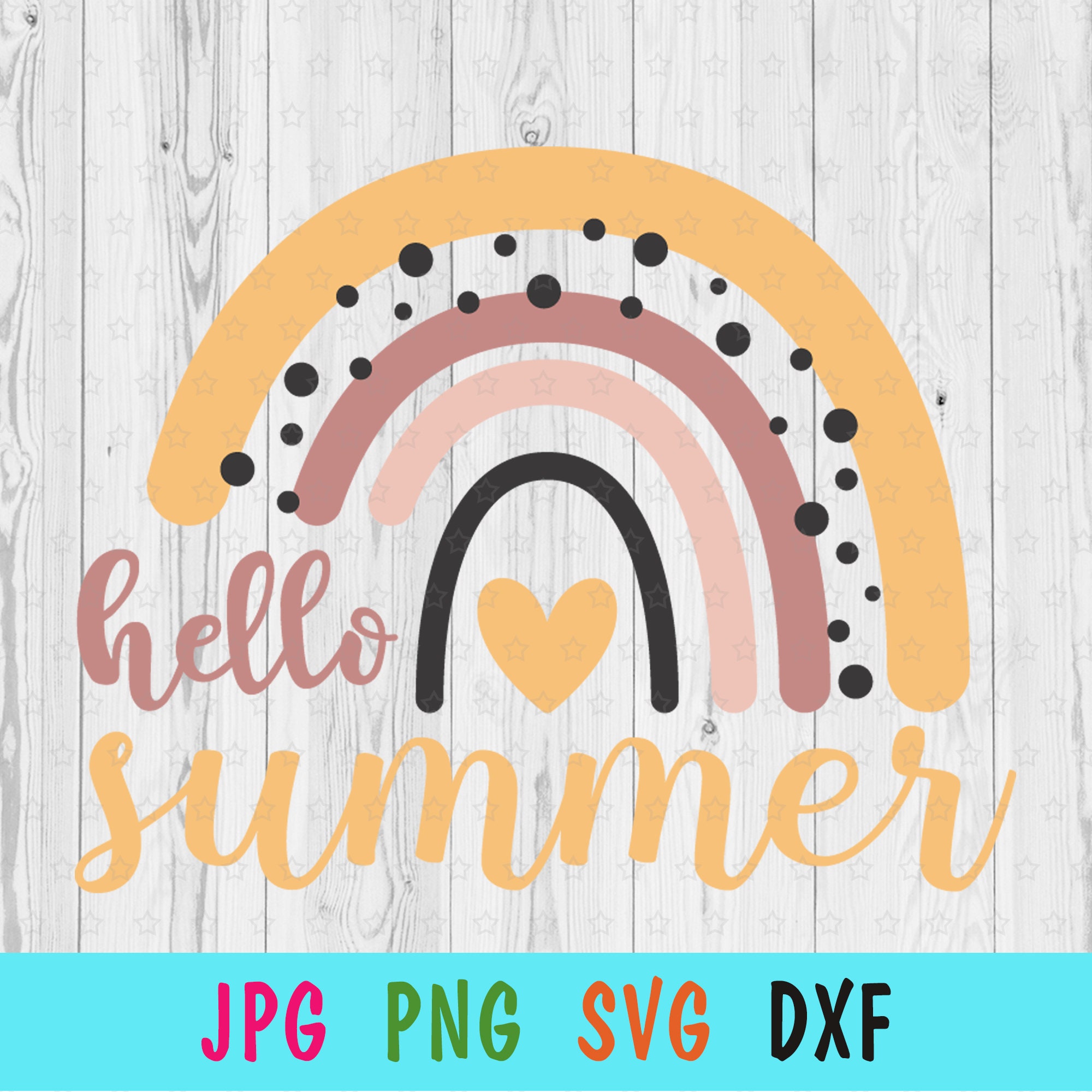 Rainbow Hello Summer SVG for Cricut Boho Rainbow Print for - Etsy