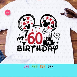 Maus 60. Geburtstags-Svg für Cricut, Geburtstags-Papas-Svg, Maus-Ohren-Svg, Geburtstags-Svg, Geburtstags-Opa-Svg