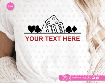 Casino Split Monogram Svg voor cricut, Vegas-reis Svg, speelkaart Svg, Jackpot Svg, casinoshirt Svg, Las Vegas Svg, Poker Svg