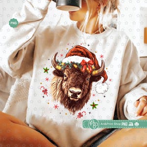 Navidad Búfalo Bisonte Png, Coqueta Arco Png, Sombrero de Santa Png, Feliz Navidad Png, Camisa de Navidad Png, Arco de Navidad Png