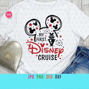 Ratón Mi primer crucero Svg para cricut, Cumpleaños niño viaje Svg, Crucero en barco Svg, Orejas de ratón Svg, Cumpleaños Svg