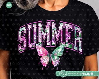 Floral Summer Png, Butterfly Png, Coquette summer Png, Floral butterfly Png, Summer time Png, Hello summer Png, Beach shirt Png