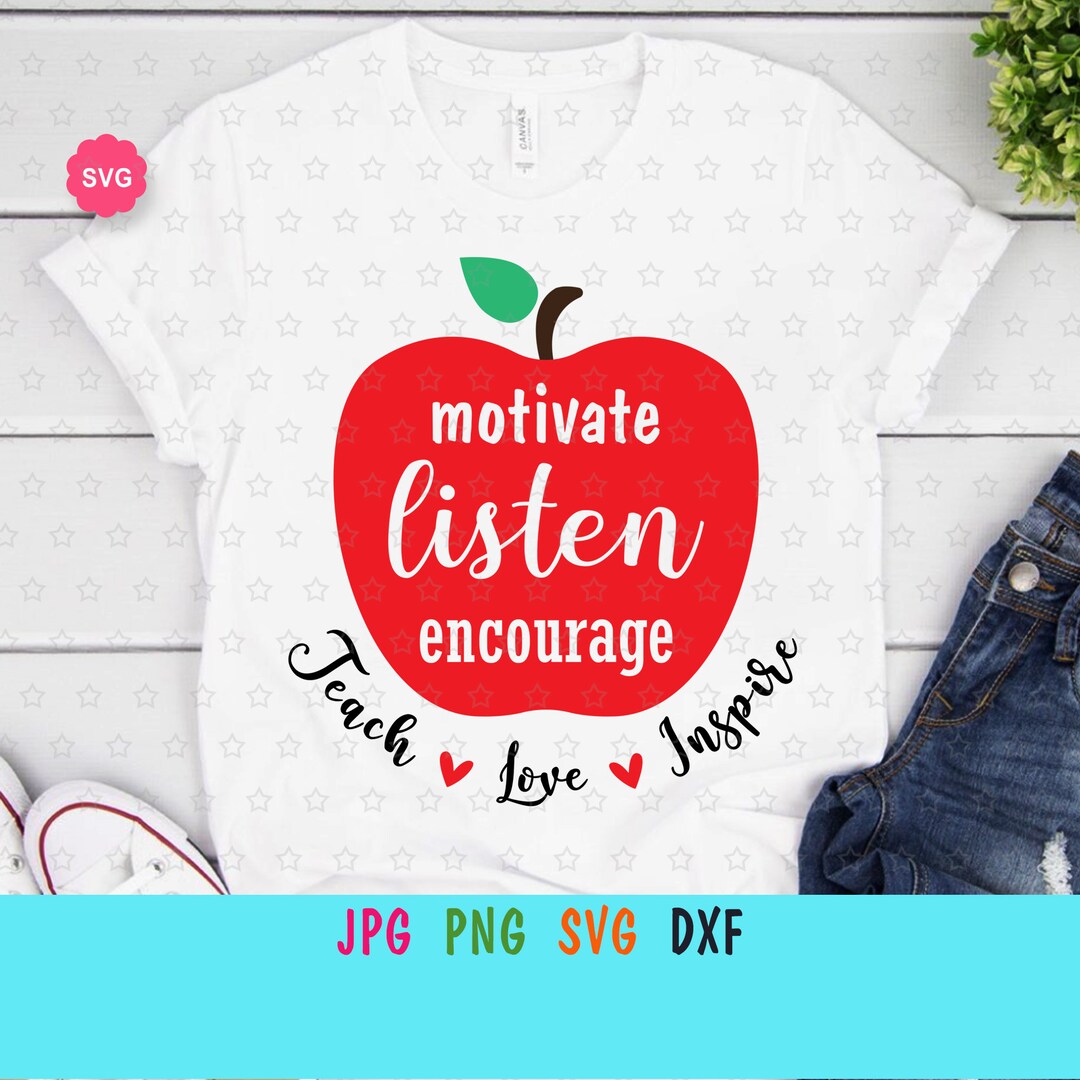 Apple Teach Love Inspire Svg for Cricut, Teacher Gift for T-shirt, Best ...