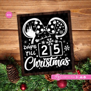 Mouse Girl Christmas Countdown Svg, Calendario de ratón Svg, Navidad Svg, Calendario de Adviento Svg, Orejas de ratón Svg, Días hasta Navidad Svg