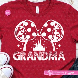 Ratón abuela Leopard Svg para cricut, Cumpleaños abuela Svg, Viaje familiar Svg, Orejas de ratón Svg, Mejor abuela jamás Svg
