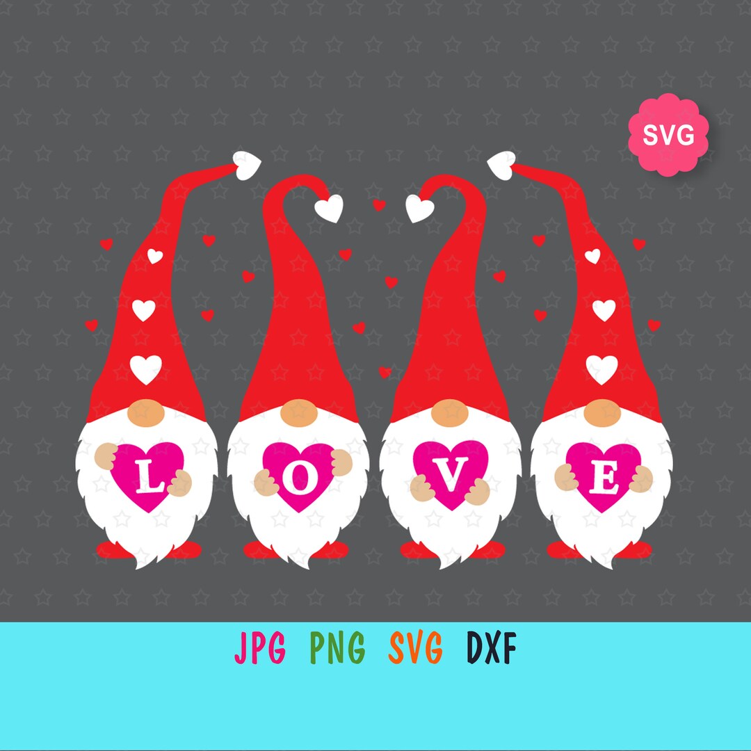 Valentines Gnomes SVG for Cricut Gnomes Love Heart Prints for - Etsy