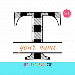 Split Monogram SVG for cricut, Letter T monogram print for t-shirt, Split font monogram for name design