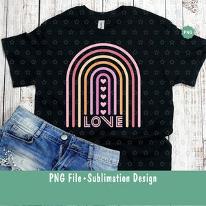 Boho Rainbow Love Png, Valentines Day Png, Valentine mama Png, Love Png, Retro Valentine shirt Png
