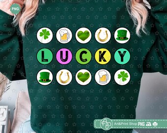 Retro Lucky Png, Coquette St Patricks Day Png, Lucky girl Png, Happy St Patrick's Day Png, Lucky vibes Png, Shamrock Png