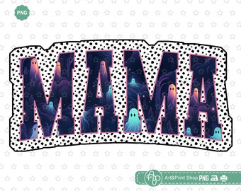 Mama Halloween Png, Dalmatian Dots Png, Mama Png, Bright Doodle Png, Spooky mama Png, Pumpkin season Png