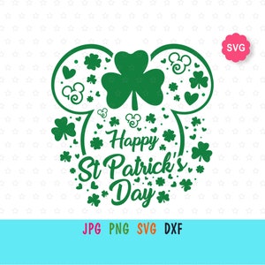 Mouse St Patricks Day Svg para cricut, Mouse shamrock print para camiseta, Patrick day Svg para decoración del hogar