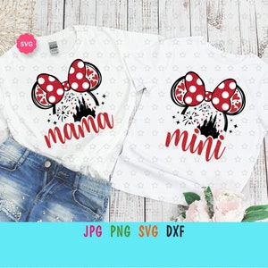 Souris maman Mini Bundle Svg pour cricut, anniversaire maman Svg, souris oreilles Svg, anniversaire mini Svg, voyage en famille souris Svg