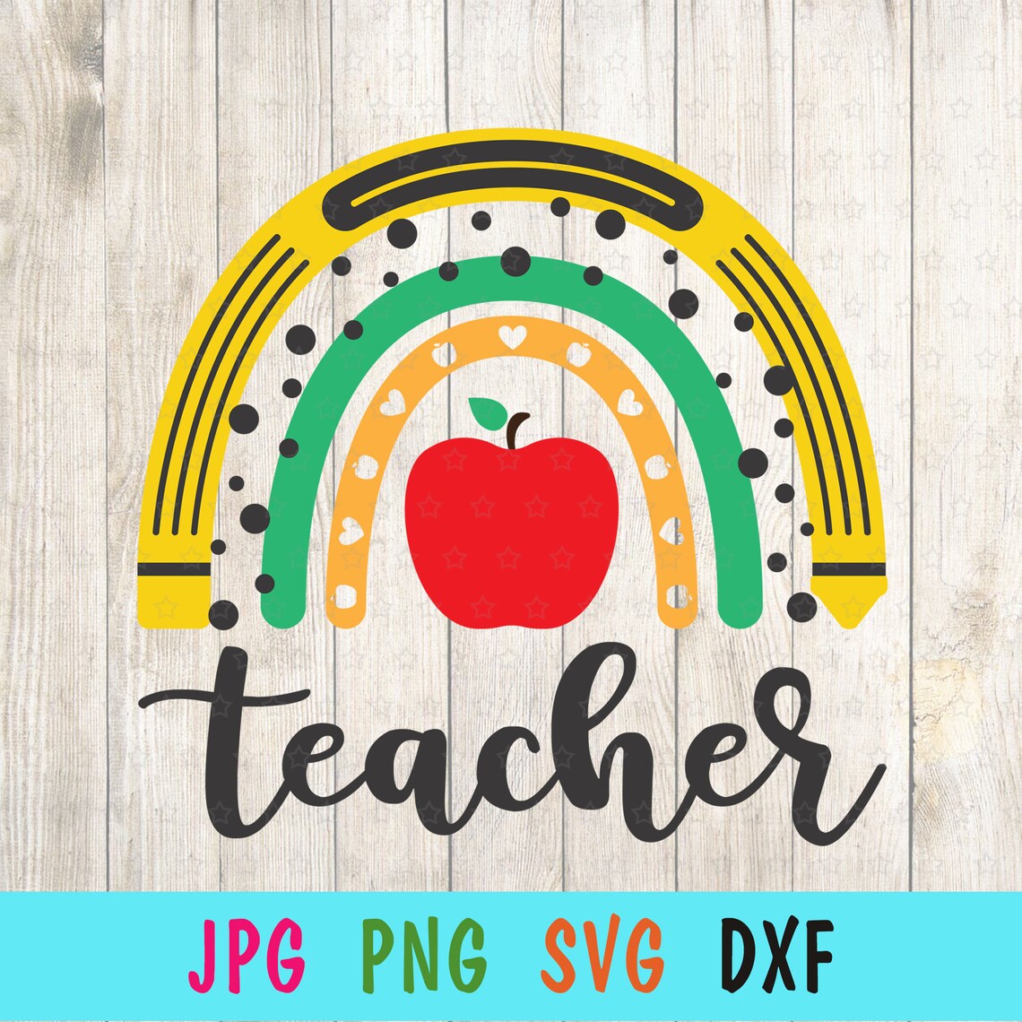 Download Teacher Rainbow SVG for cricut Back to school print for | Etsy