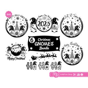 Paquete de gnomos de Navidad svg para cricut, feliz año nuevo svg, gnomos svg, holly jolly svg, déjalo nevar svg, feliz Navidad svg