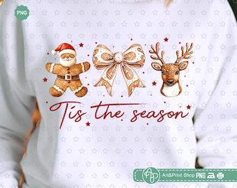 Tis The Season Png, Reno navideño Png, Papá Noel de jengibre Png, Lazo de coqueta Png, Mamá navideña Png, Escuadrón de Papá Noel Png