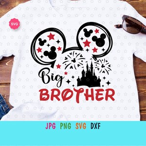Souris Big Brother SVG pour cricut, Chemise frère SVG, Frère d’anniversaire SVG, Oreilles de souris SVG, Équipe Frère SVG
