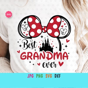 Ratón Mejor abuela de todos los tiempos Svg para cricut, Impresión del día de las madres para camiseta, Orejas de ratón Svg, Mimi Svg, Abuela Svg