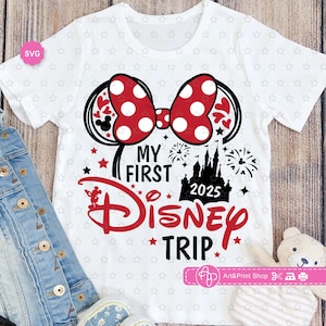 Mouse Girl My First Trip to Castle 2025 Svg pour cricut, anniversaire voyage Svg, oreilles de souris Svg, anniversaire fille Svg, mon 1er voyage Svg