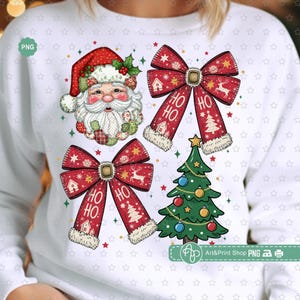 Coquette Christmas Bow png, kerstman png, kerstboom png, ho ho ho png, kerstmama png, kerstshirt png, coquette kerstman png