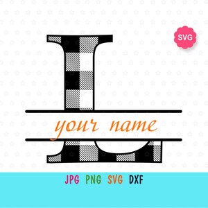 以下が含まれることがあります： 黒と白のチェック柄のLの文字。下に「your name」と書かれた横長のバナーがあります。