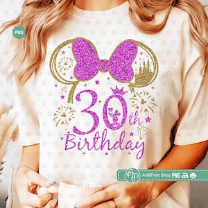 Ratón 30 cumpleaños brillo PNG, cumpleaños mamá Png, 30 cumpleaños Png, orejas de ratón Png, cumpleaños fabuloso Png, ratón mamá png