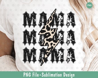 Mamma Leopard Png för tröja, Rocker Mom Png, Retro design Png, Mamma sublimering Png, Maternity Day-present Png, Boho Mama Png