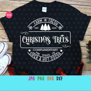 Boerderij Verse Kerstbomen Svg voor cricut, Kersttijd Svg, Vakantie decor Svg, Kerstshirt Svg, Sneeuwvlok Svg
