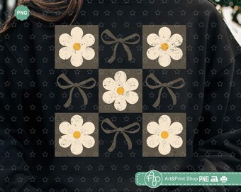 Summer Flowers Checkered Png, Coquette bow Png, Spring flowers Png, Summer checkered Png, Floral spring Png, Summer shirt Png
