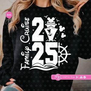 Crucero familiar de ratones 2025 Svg para Cricut, Viaje de cumpleañero Svg, Crucero en barco Svg, Orejas de ratón Svg, Camiseta de crucero Svg, Crucero de ratón Svg