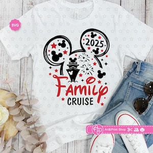 Crucero familiar de ratones 2025 Svg para cricut, viaje de cumpleañero Svg, orejas de ratón Svg, vacaciones familiares Svg, cumpleaños Svg