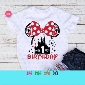 Minha menina de primeiro aniversário Svg para cricut, Orelhas de rato Svg, Viagem de aniversário Svg, Aniversário de princesa Svg, Pequena senhora Svg
