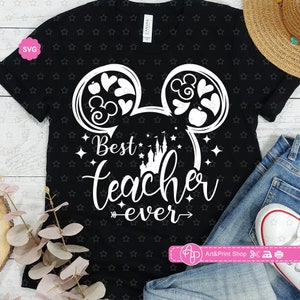 Ratón Mejor Maestro de todos los tiempos Svg para cricut, Maestro Svg, Regreso a la escuela Svg, Maestro de ratón Svg, Camisa de maestro Svg