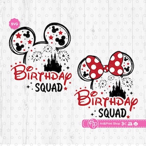 Paquete de escuadrón de cumpleaños de ratón Svg para cricut, Svg de cumpleañero, Svg de mi escuadrón de cumpleaños, Svg de cumpleañera, Svg de viaje de cumpleaños familiar