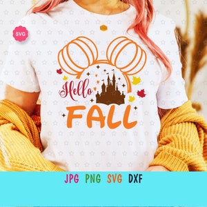 Ratón Hola Otoño Calabaza Svg, Hola otoño Svg, Orejas de calabaza Svg, Otoño Svg, Temporada de calabaza Svg