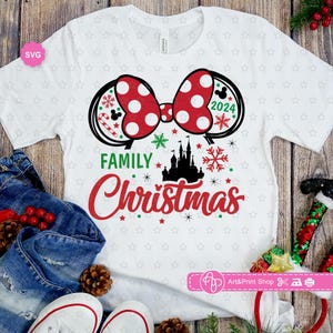 Mouse Girl Familia Navidad 2024 Svg para cricut, camisa de Navidad Svg, Orejas de ratón Svg, Escuadrón de Navidad Svg, Navidad 2024 Svg