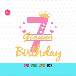 My 7th Birthday Girl Svg for cricut, Split birthday prints for t-shirt, Birthday girl Svg, Birthday shirt Svg